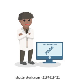 scientists african test dna information design character on white background