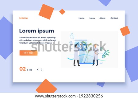 Scientists conducting pharmaceutical research. Science laboratory, clinical lab, experiments. Research concept. Vector illustration for webpage, landing page