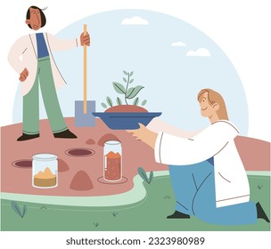 Scientists conducts research to study nature and living organisms. Idea of education, botany, microbiology. Biologists study structure of plants, conduct experiments with water. Biological research