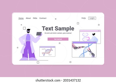scientists controlling robotic hands working with DNA structure researchers making experiment in lab