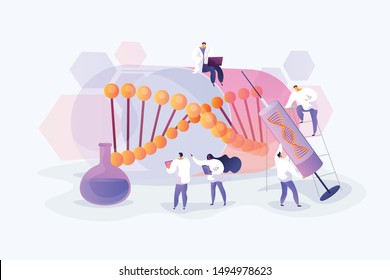 Scientists Doing Lab Research. Disease Treatment And Prevention. Medical Experimental Technique. Gene Therapy, Gene Transfer, Functioning Gene Concept. Vector Isolated Concept Creative Illustration