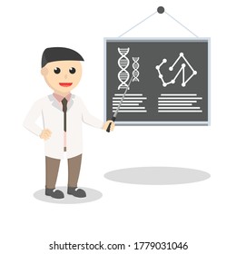 scientists give explain job design character on white background