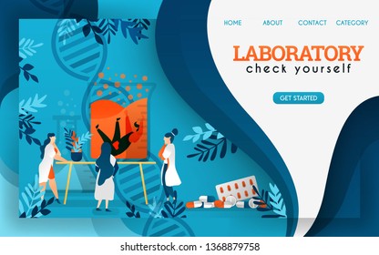 scientists in the laboratory are researching and checking preserved humans. flat cartoon vector illustration