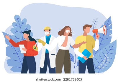 Scientists people set. Science lab worker, chemical researchers and scientist professor character. Laboratory creative scientist job, medicine workers characters men and women in protective masks