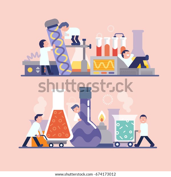 Recherche Scientifique En Laboratoire Dessin Humoristique De Image Vectorielle De Stock Libre De Droits