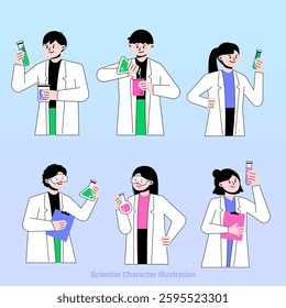 Scientists and Researchers Man and Woman characters illustration