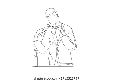 Scientists are researching biotech. Biotech concept one-line drawing