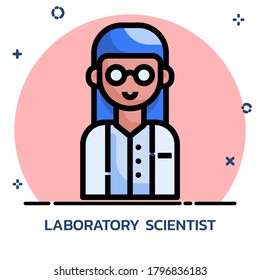 Scientists. Science lab worker filled outline style. Icon design for mobile application, website.