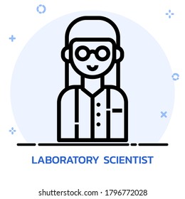 Scientists. Science lab worker line style. Icon design for mobile application, website.
