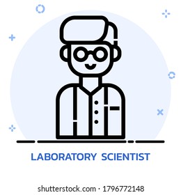 Scientists. Science lab worker line style. Icon design for mobile application, website.