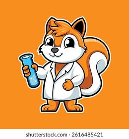 Scientists Squirrel Cartoon Character Mascot Illustration