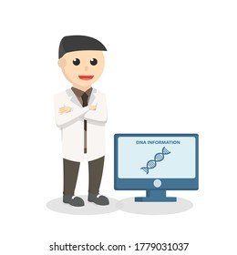 scientists test dna information design character on white background