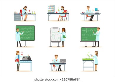 Scientists At Work In A Lab And An Office Series Of Smiling People Working In Academic Science Doing Scientific Research