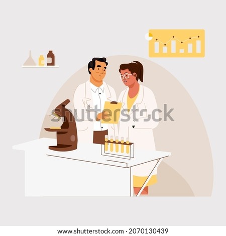 Scientists Work Together In A Lab Concept