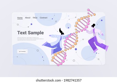 scientists working with DNA researchers making experiment in lab DNA testing genetic diagnosis concept