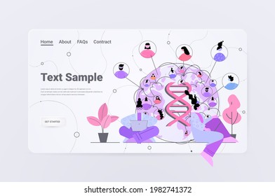 scientists working with DNA researchers making experiment in lab DNA testing genetic diagnosis concept