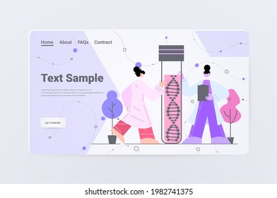 scientists working with DNA researchers making experiment in lab DNA testing genetic diagnosis concept