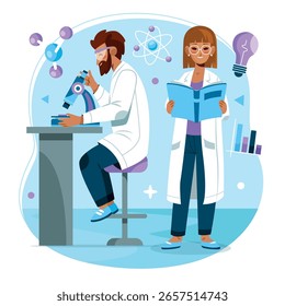 Scientists Working in a Lab Environment Composition