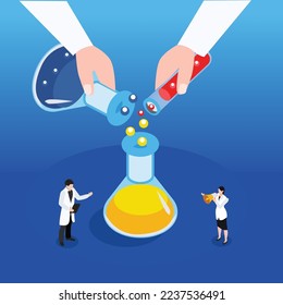 scientists working in the lab isometric 3d vector illustration concept for banner, website, illustration, landing page, flyer, etc.