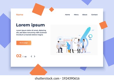 Scientists working in modern laboratory vector illustration. Biotechnology, medicine, chemistry. Science concept. Creative design for layouts, web pages, banners