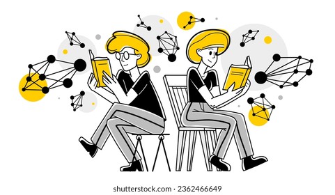 Wissenschaftler, die an Forschung oder Erfindung der Wissenschaft arbeiten, Moleküle und Lernunterricht entdecken, Vektorgrafik, Labor.