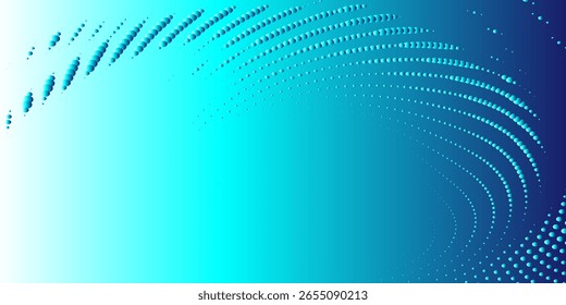 Fundo abstrato de ficção científica com linhas onduladas curvas pontilhadas. Design de banner de vetor de tecnologia