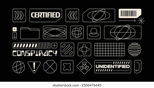 Sci-Fi Ästhetische Y2K Icons Dekoration für digitale Illustration