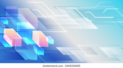 Fondo azul y gris de ciencia ficción con varios Elementos de tecnología. Concepto de Ciencia, hexágonos con placa de circuito. Abstractas comunicación de alta tecnología para presentaciones o Anuncios.