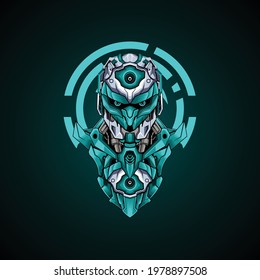 scifi blue robot soldier vector