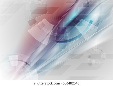 Fondo de tecnología abstracta brillante Sci-fi con formas de engranaje. Diseño gráfico digital geométrico vectorial