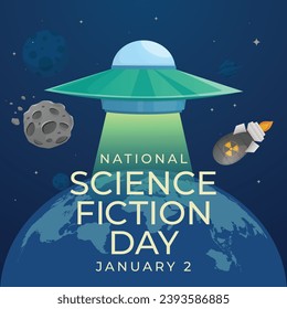 Sci-Fi Celebration: Vector Design Template for National Science Fiction Day. Immerse in futuristic visuals with this captivating illustration.