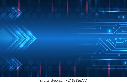 Concepto Sci-fi para presentación o banner. Resumen de la placa de circuito futurista. Diseño de tecnología digital de alta tecnología. Elementos de alta tecnología informática en un fondo azul. 
