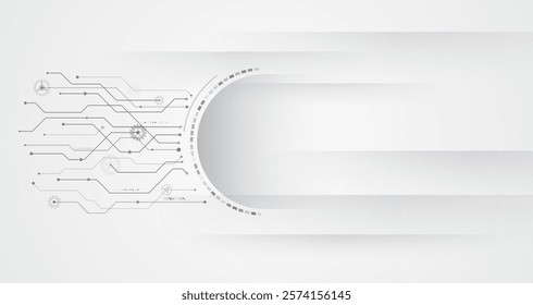 Sci-fi concept for presentation or banner. Abstract futuristic circuit board. High tech digital technology design. High computer technology elements on a grey background. 