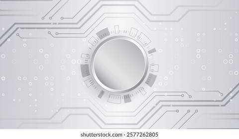 Sci-fi concept for presentation or banner. Abstract futuristic circuit board. High tech digital technology design. High computer technology elements on a grey background.