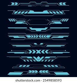 Elementos de interface digital de ficção científica com borda HUD