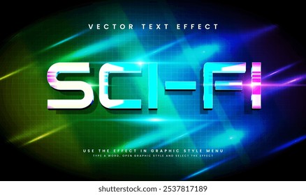 Efecto de texto de Vector editable de ciencia ficción, conveniente para el tema elegante moderno de la tecnología