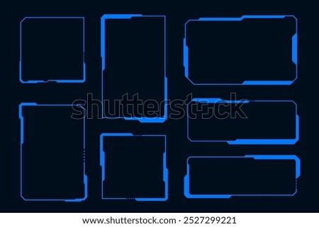 Scifi elements. HUD screen futuristic digital interface contol panel. Blue frame technology.