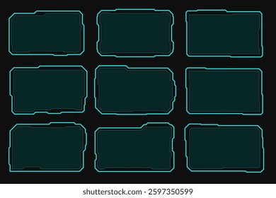 Scifi elements. Screen futuristic digital interface contol panel. Blue frame technology.