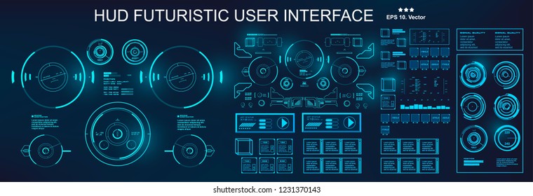 Sci-fi futuristic blue hud dashboard display virtual reality technology screen