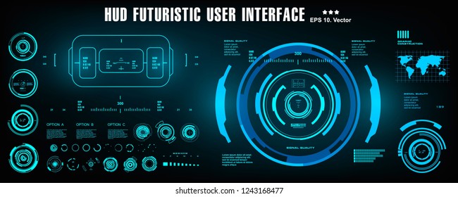 Sci-fi futuristic blue hud dashboard display virtual reality technology screen