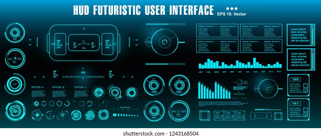 Sci-fi-futuristische blaue Dashboard-Ansicht Virtual-Reality-Technologie-Bildschirm