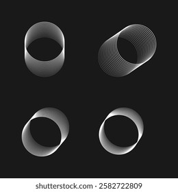 Sci-fi futuristic circle lines design. Set tech element vector illustration.