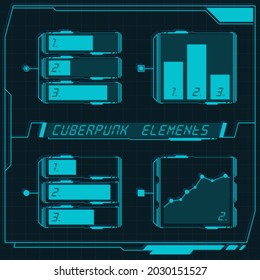 Scifi futuristische Kontrollpaneele Sammlung von HUD Elemente GUI VR UI Design Cyberpunk Retro-Stil.