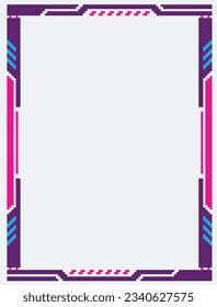 Sci-fi Futuristic Decoration Frame in White Background, Pixel Art Style