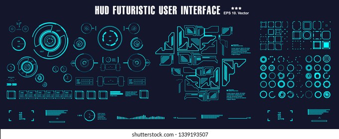 Sci-fi futuristic hud blue dashboard display virtual reality technology screen