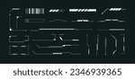 Sci-fi futuristic hud dashboard display virtual reality technology screen. Futuristic User Interface set. Statistics, data information infographic. Vector Illustration.