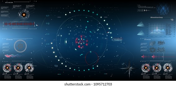 	
Sci-Fi Futuristic HUD Dashboard Display. Vitrual Reality Technology Screen