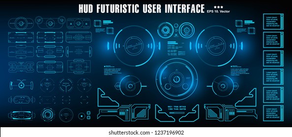 Sci-fi futuristic hud dashboard display virtual reality technology screen. HUD futuristic blue user interface