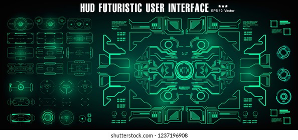 Sci-fi futuristic hud dashboard display virtual reality technology screen. HUD futuristic green user interface