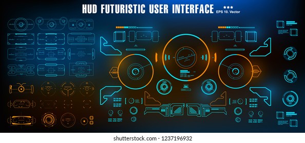 Sci-fi futuristic hud dashboard display virtual reality technology screen. HUD futuristic blue user interface